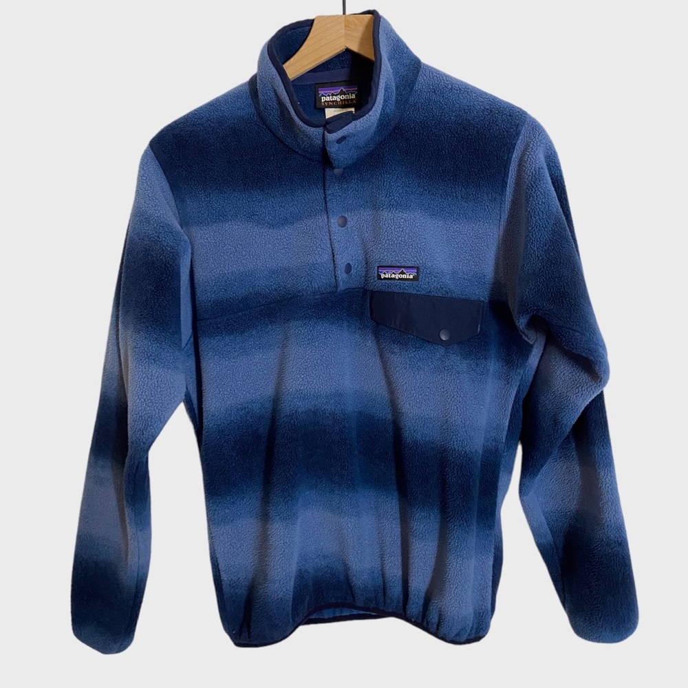 Patagonia Synchilla Hand Dipped Navy Blue Snap-T Fleece Pullover Mens XS - Picture 1 of 6